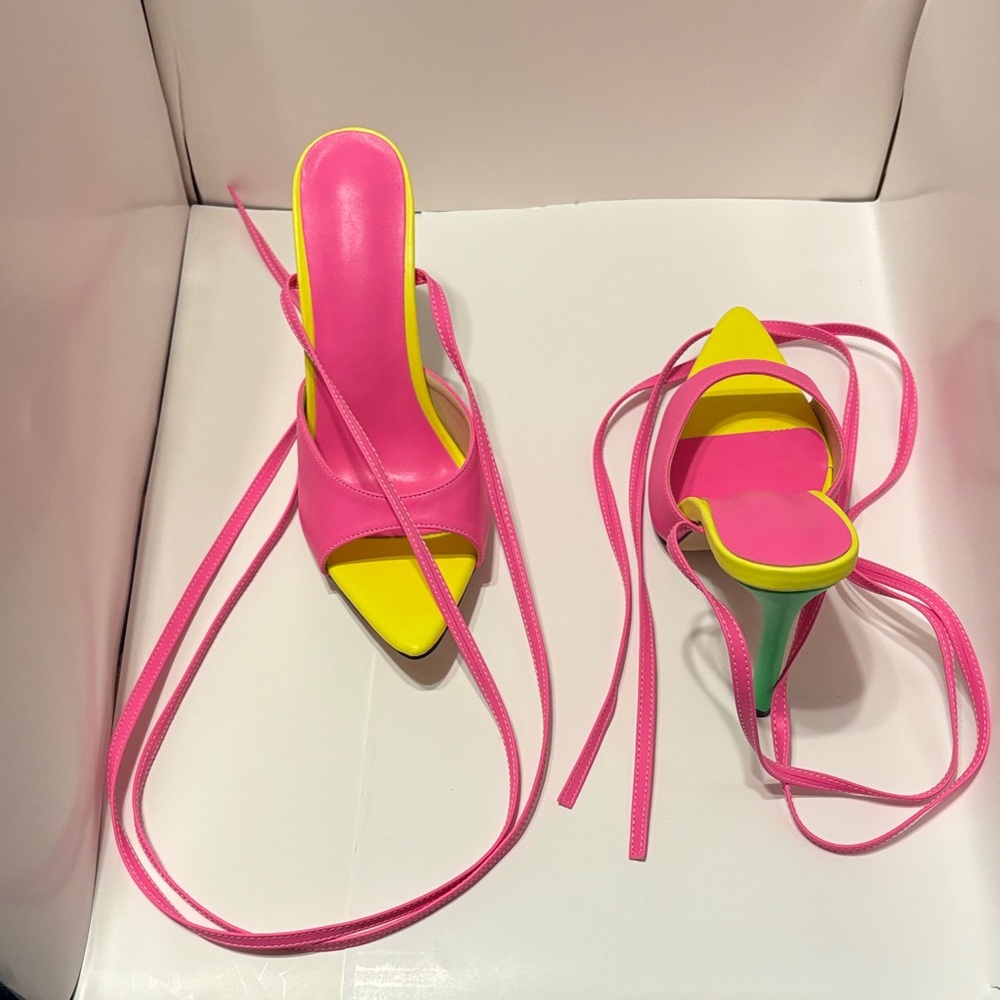 Vibrant Pink and Yellow Women's Heels